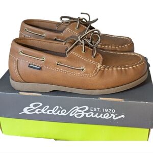 Eddie Bauer Boys Tan Boat Shoes - Size 4 worn once